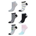 thumbnail image 1 of Just Me Women's 6 Pair Pack Chevron and Check Pattern Low Cut Socks - Womens - Female, 9-11, Assorted, 1 of 2