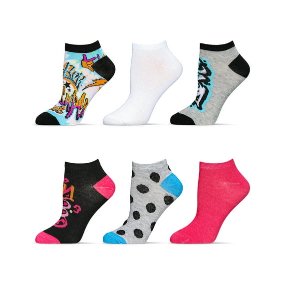 Just Me 6 Pair Women's Graffiti Style Low Cut Socks - Mens - Male