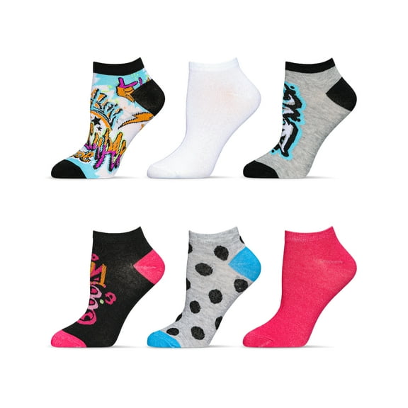 Just Me 6 Pair Women's Graffiti Style Low Cut Socks - Mens - Male