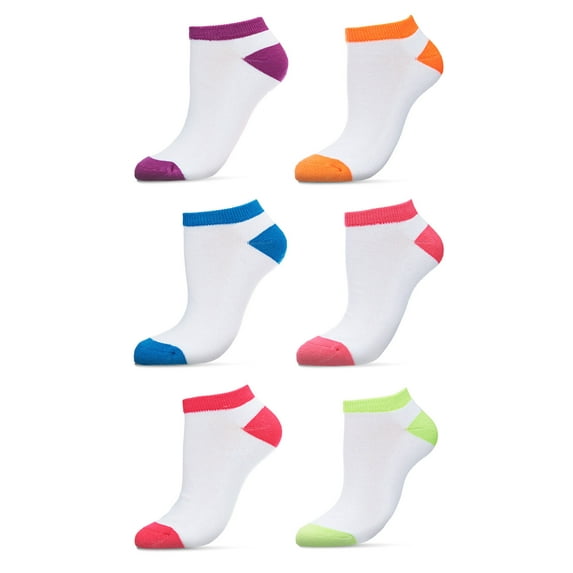 Just Me 6 Pair Women's Highlight Tips Half Cushioned Low Cut Socks - Mens - Male