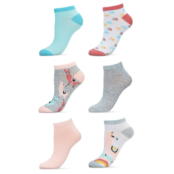 Just Me Women's 6 Pair Pack Lovely Llama Low Cut Socks - Womens - Female, 9-11, Assorted