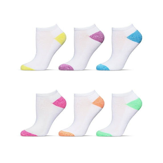 Just Me 6 Pair Women's Spacedye Heel and Toe Half Cushioned Low Cut Socks - Mens - Male