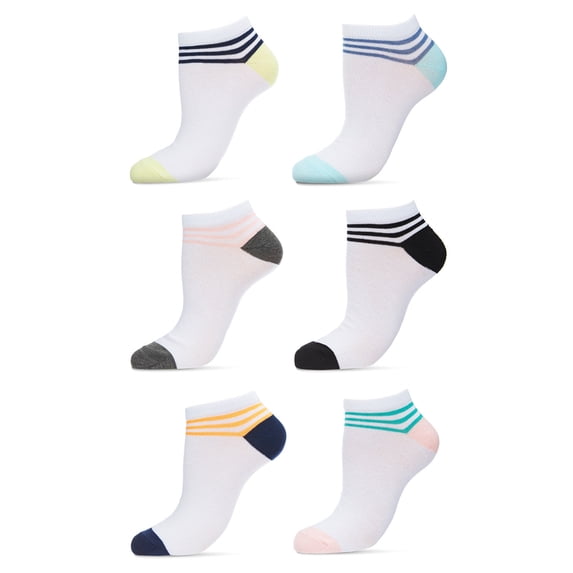 Just Me Women's 6 Pair Pack Rugby Low Cut Socks - Womens - Female, 9-11, Pastel