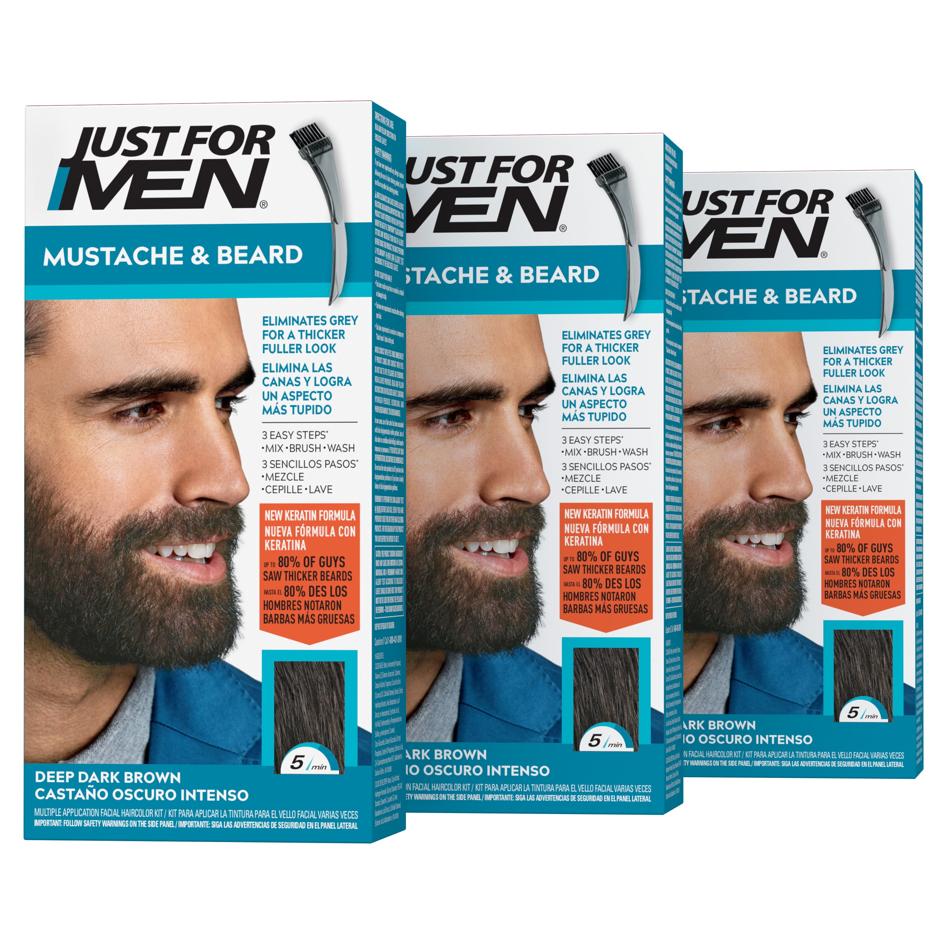 Just For Men Mustache & Beard, Beard Dye for Men with Brush