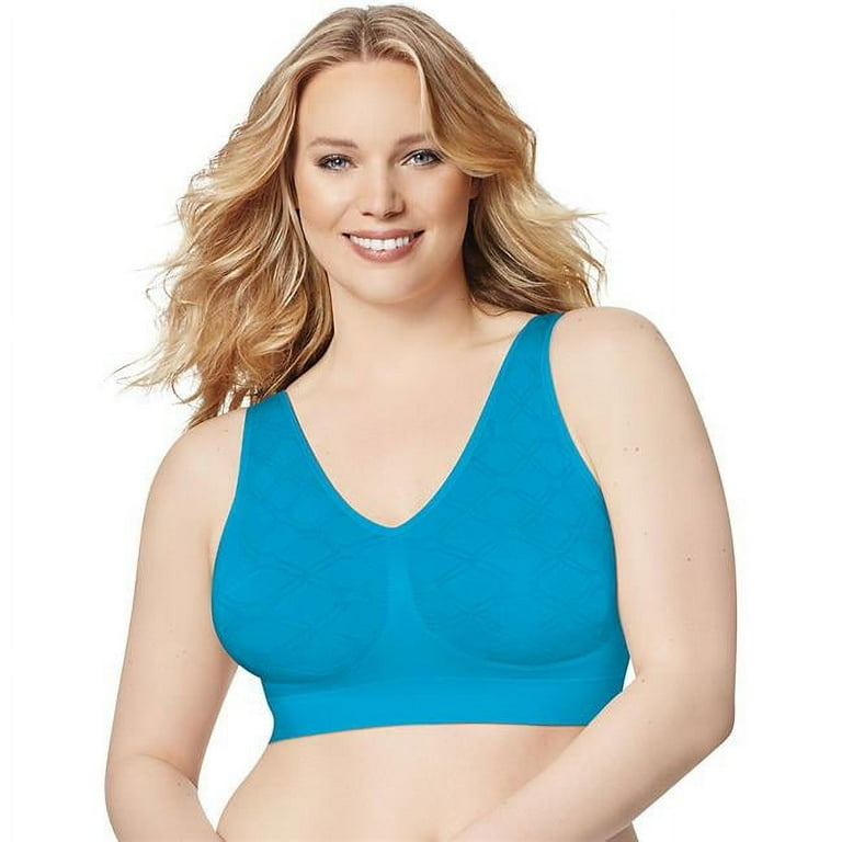 Just My Size 19585746982 Pure Comfort Pullover Wirefree Bra Tonal Diamond Pattern Atomic Blue Diamond 6XL Walmart