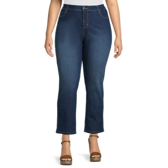 JMS Just My Size by Hanes 5 Pocket Stretch Jeans, Women's Plus and Women's Plus Petite, Sizes 16W-26W