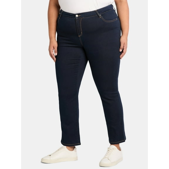 JMS Just My Size by Hanes 5 Pocket Stretch Jeans, Women's Plus and Women's Plus Petite, Sizes 16W-26W