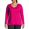 thumbnail image 1 of Just My Size Active Long Sleeve Cool Dri V-Neck Tee, 1 of 6