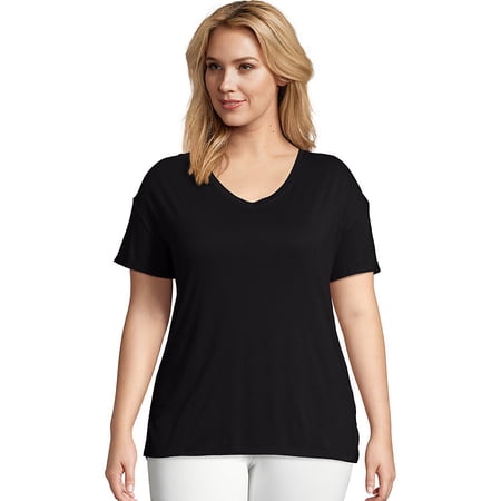 Just My Size Active Mesh Yoke Tee - Black - Size - 4X