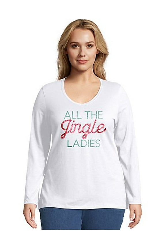 All The Jingle Long Sleeve V-Neck Tee