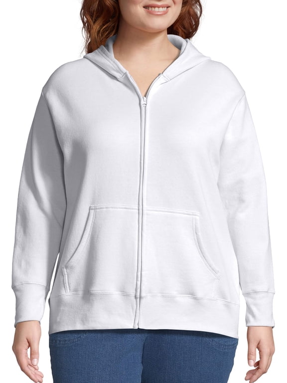 by Hanes Women's Plus Size Fleece Zip Hood Jacket
