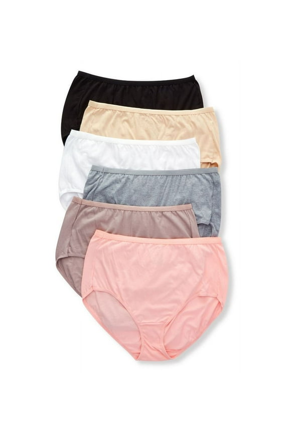 Womens Underwear Briefs 6-Pack, Cotton Brief Panties, Moisture-Wicking Underwear for Women, Plus Size