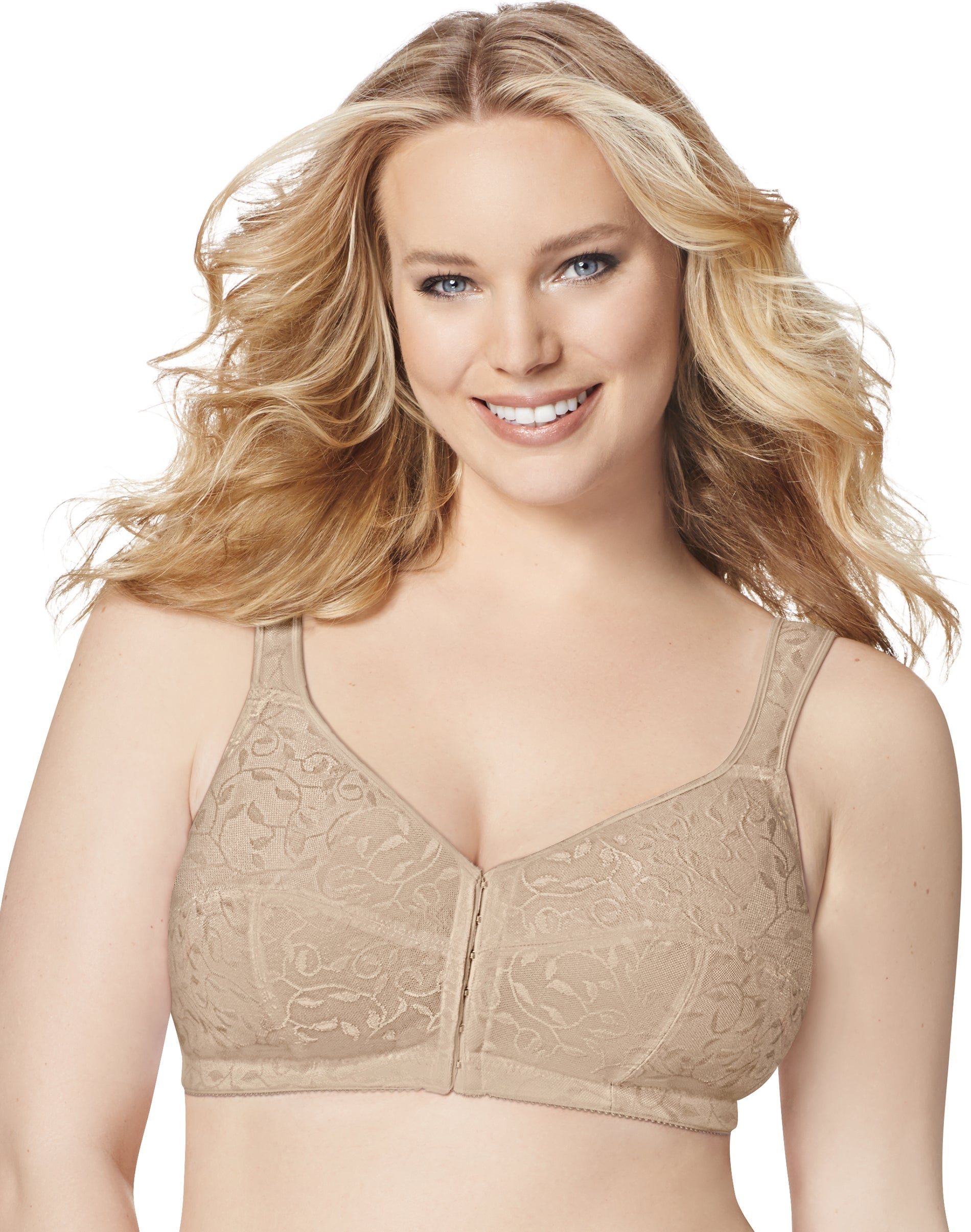Just My Size Easy-On Front Close Wirefree Bra Nude 44DD
