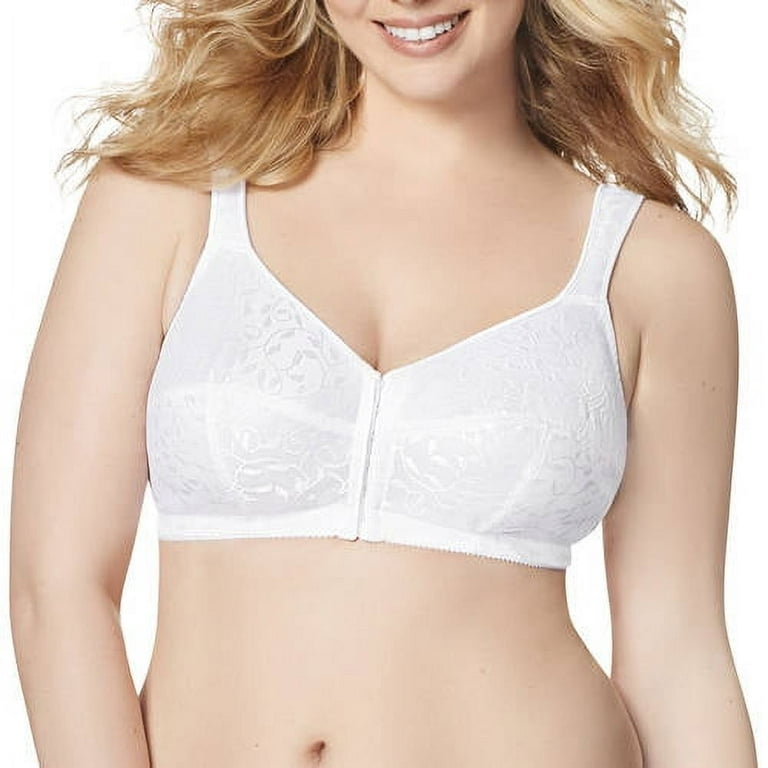 Just My Size Easy-On Front Close Wirefree Bra White 40D Women's - Walmart .com