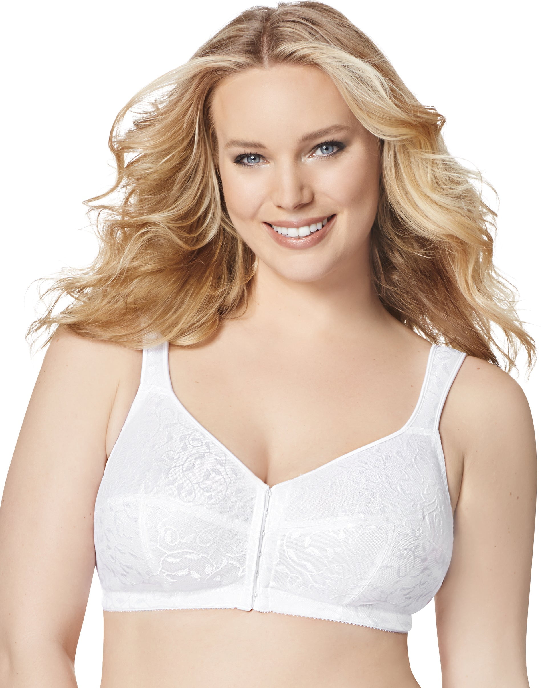 Just My Size Easy-On Front Close Wirefree Bra White 44B Women's