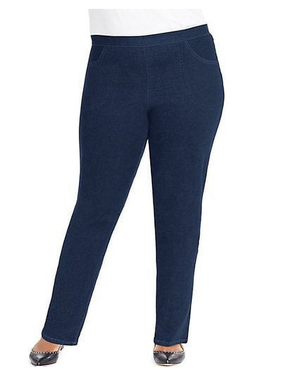 Flat Front Casual Denim Jeans (Women's Plus)