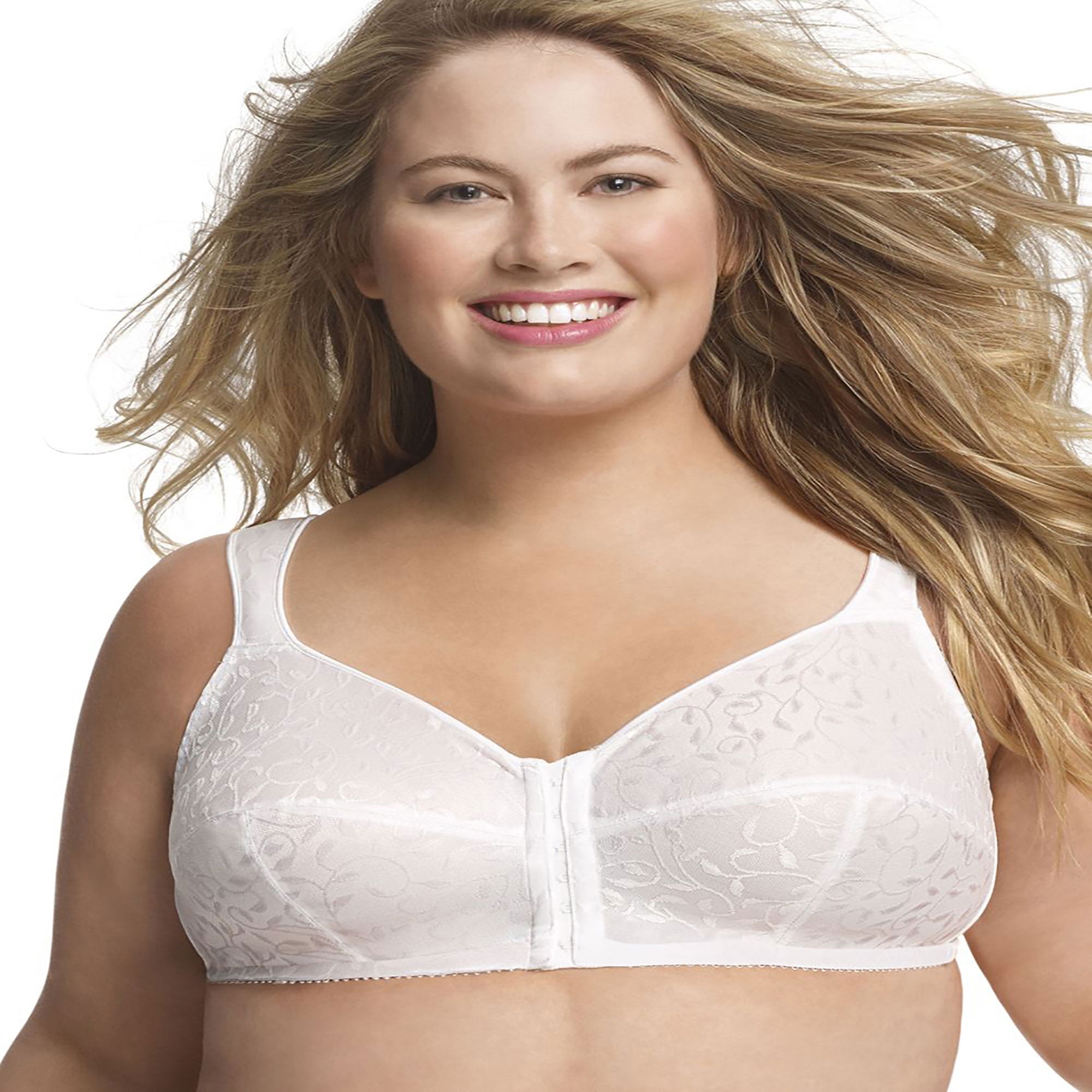 JUST MY SIZE Pure Comfort® Women`s Front-Close Wirefree Bra White
