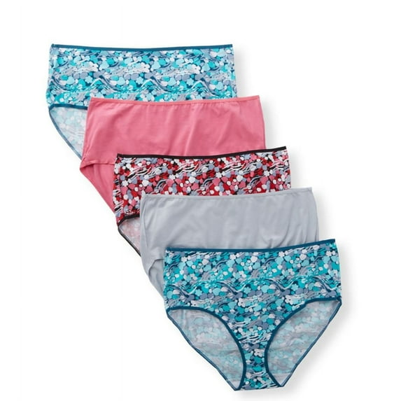 Just My Size JMS Cool Comfort Cotton Stretch Briefs, 5-Pack Assorted 13 Women's