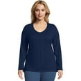 thumbnail image 1 of Just My Size Long-Sleeve V-Neck 100% Cotton Women's Tee - OJ043, 1 of 1