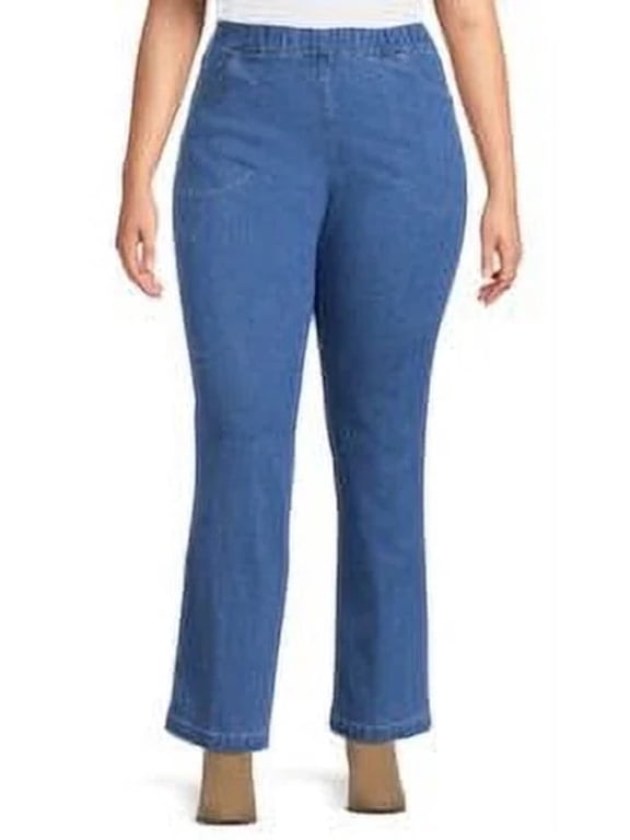 Plus Size 4-Pocket Stretch Bootcut Jeans Regular Length 5X Stonewash