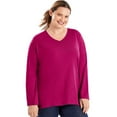 thumbnail image 1 of Just My Size Plus-Size Women's Long-Sleeve V-neck Tee, 1 of 1