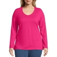 thumbnail image 1 of Just My Size Plus-Size Women's Long-Sleeve V-neck Tee, 1 of 5