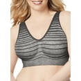 thumbnail image 1 of Just My Size Pure Comfort® Seamless Wirefree Bra with Moisture Control - Gravel Grey Heather/Black - Size - 4X, 1 of 5