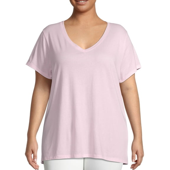 Just My Size Short Sleeve Flowy V-Neck T-Shirt (Women's Plus) 1 Pack