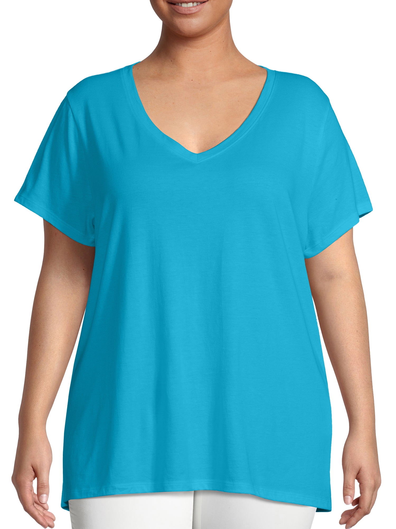 Just My Size Short Sleeve Flowy VNeck TShirt (Women's Plus) 1 Pack