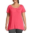 thumbnail image 1 of Just My Size Short-Sleeve Slub-Jersey Women's Tunic with Crochet Trim - OJ247, 1 of 3