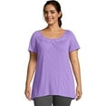 thumbnail image 1 of Just My Size Short-Sleeve Slub-Jersey Women's Tunic with Crochet Trim - OJ247, 1 of 1