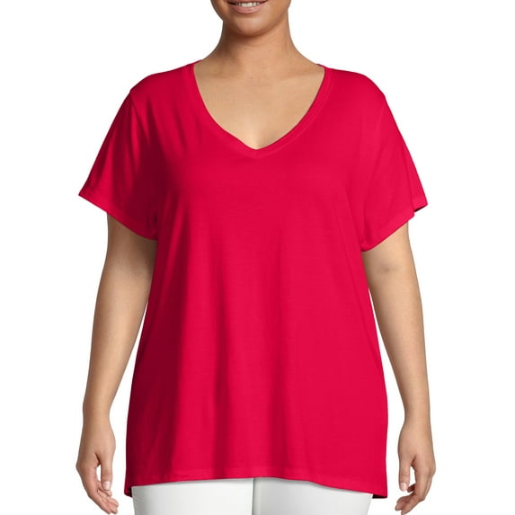 Just My Size Short Sleeve V-Neck T-Shirt (Women's Plus)
