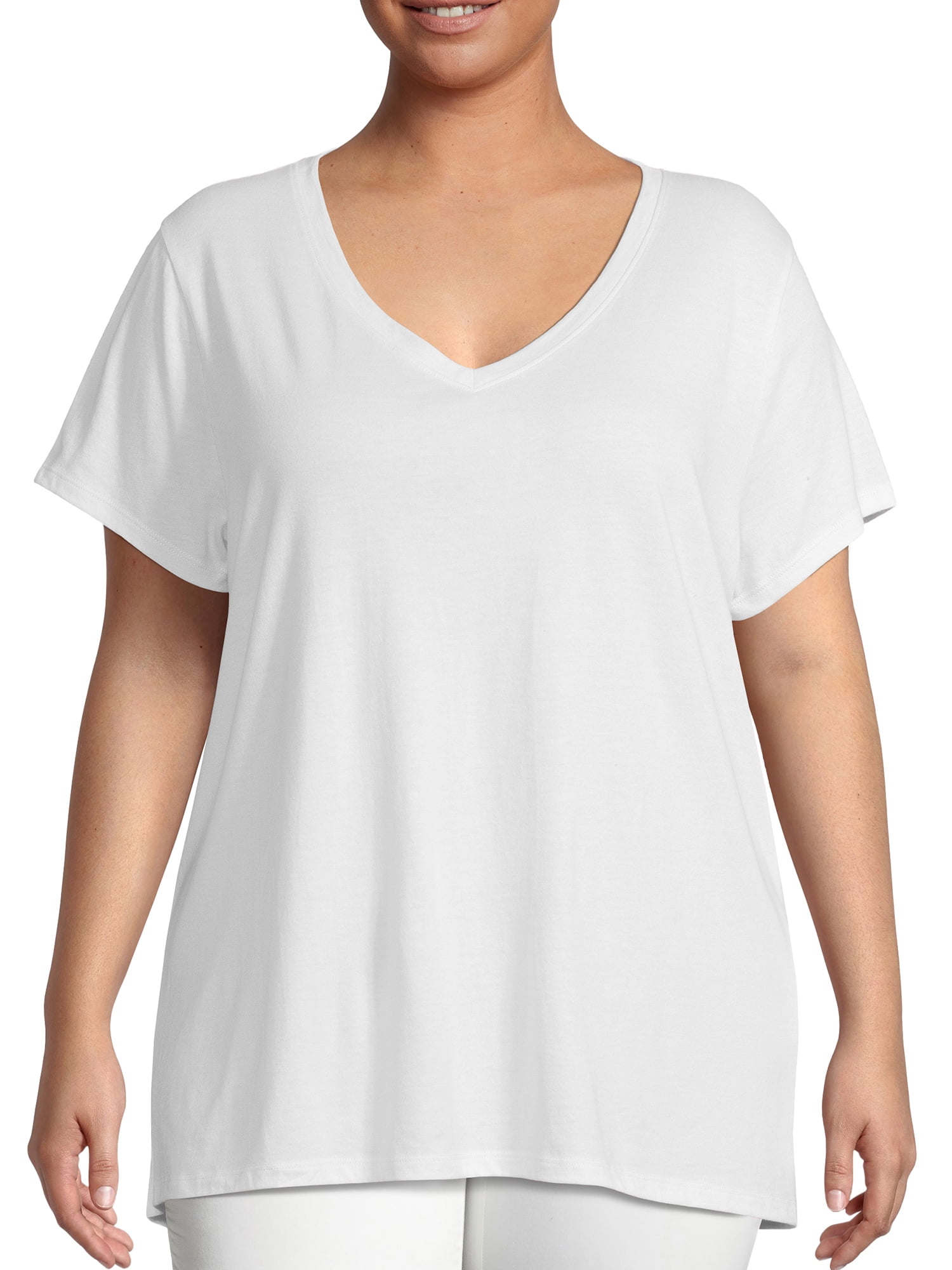Just My Size Short Sleeve V-Neck T-Shirt (Women's Plus)