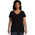 thumbnail image 1 of Just My Size Slub-Cotton Short-Sleeve Shirred V-Neck Women's Tee - OJ193, 1 of 3