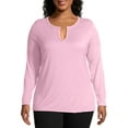 thumbnail image 1 of Just My Size Split Neck Long Sleeve T-Shirt (Women's Plus), 1 of 6