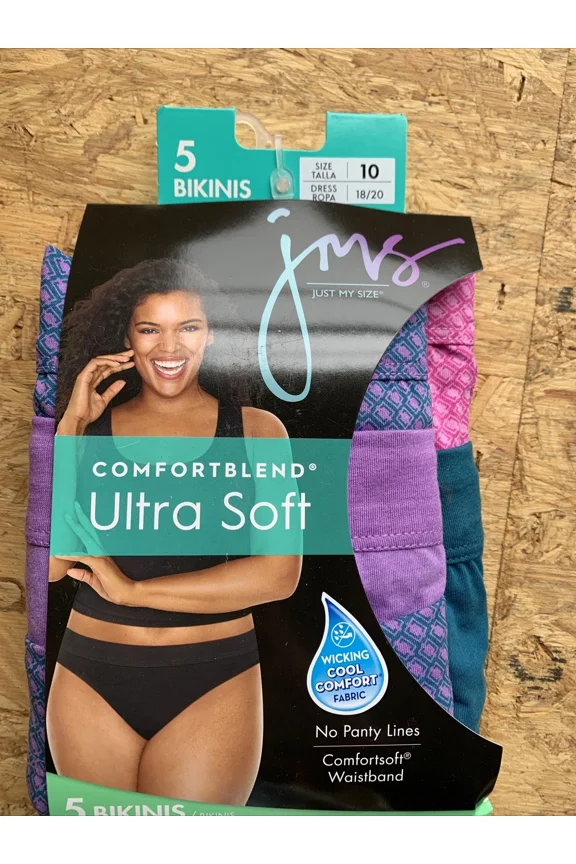 Just My Size Ultra Soft Bikini 5 Panties Womens Size 10 18/20