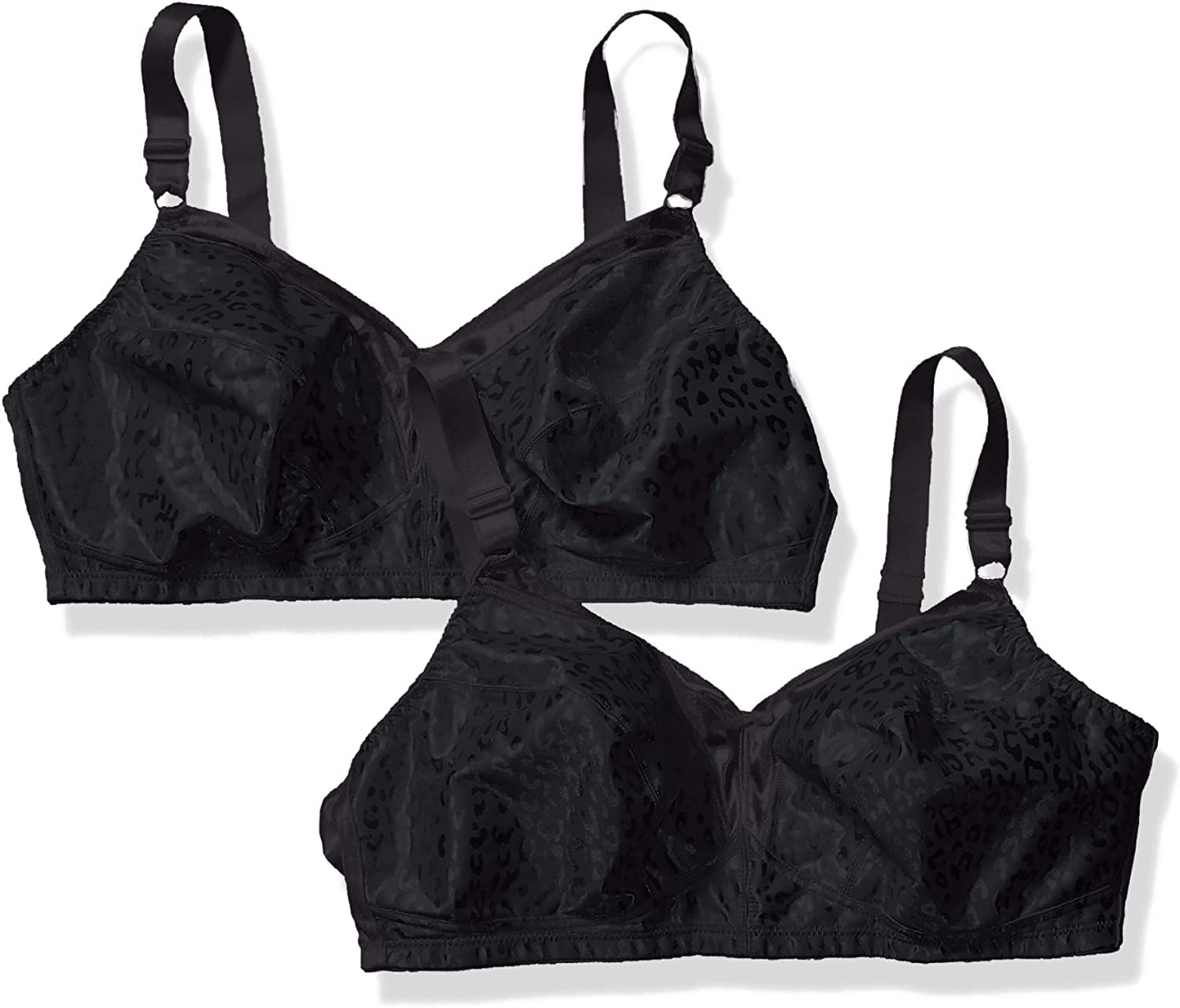 Just My Size Wireless Bra Pack, Full Coverage, Leopard Satin, Wirefree  Plus-Size Bra, (Sizes from 32C to 50DD) 
