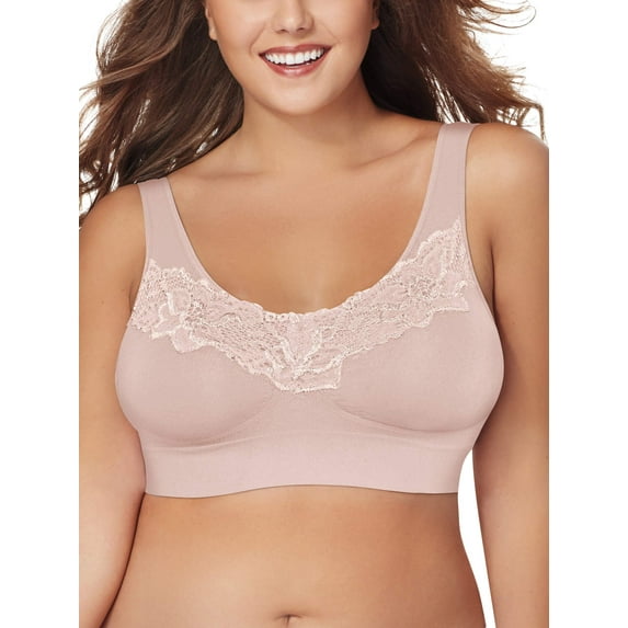 Just My Size Women's Pure Comfort Wirefree Seamless Lace Bra, Style 1271
