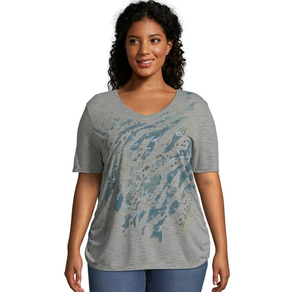 Just My Size Women V-Neck Short Sleeve fashion t shirts