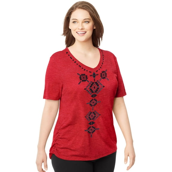 Just My Size Women V-Neck Short Sleeve fashion t shirts