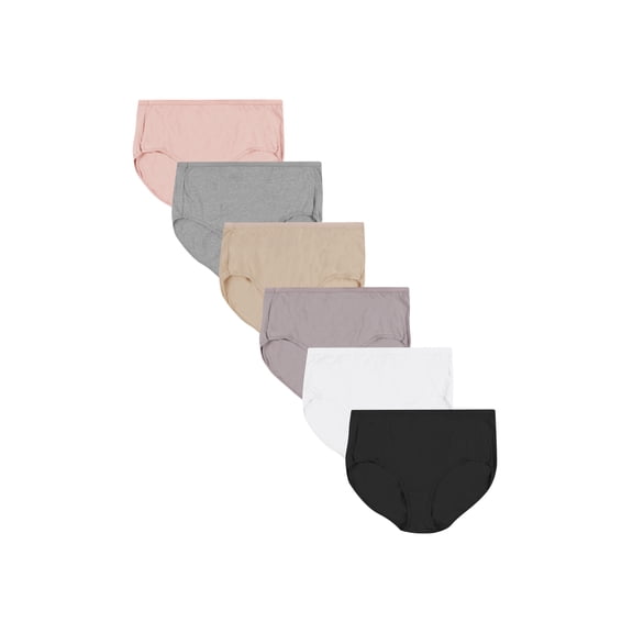 Just My Size Women's Cotton Body Tone Brief Underwear, 6-Pack