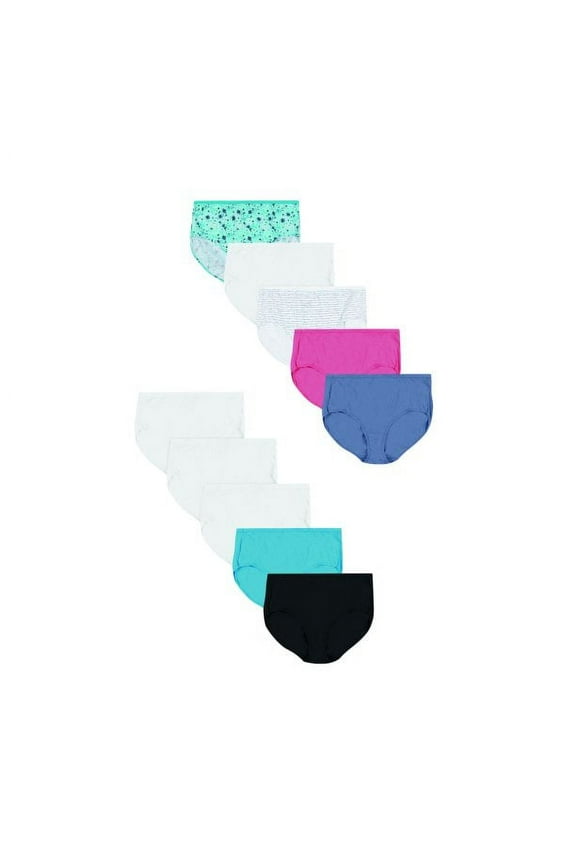 Womens Underwear, Cotton Brief Panties, Plus Size Underwear for Women, 10-Pack