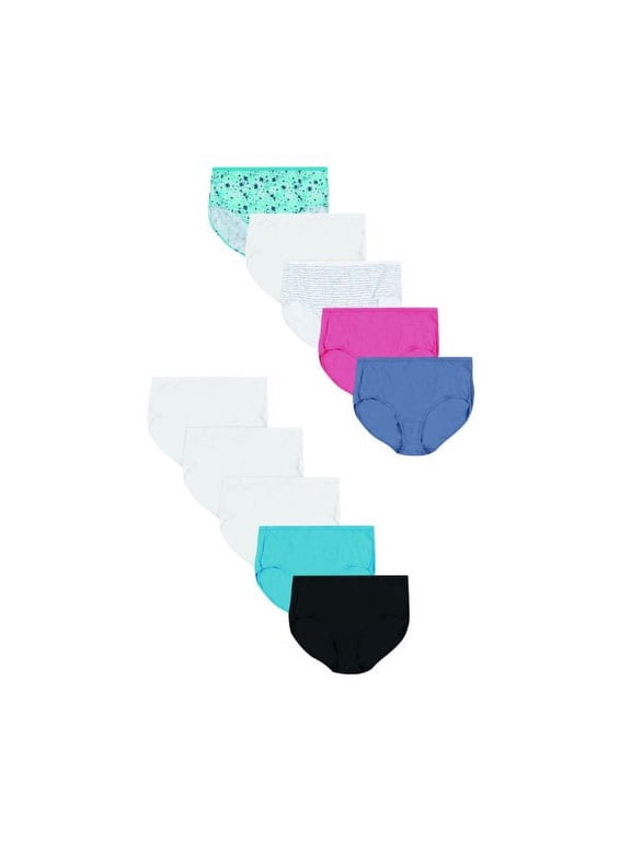 Womens Underwear, Cotton Brief Panties, Plus Size Underwear for Women, 10-Pack
