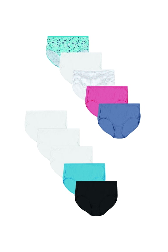 Just My Size Women's Cotton Brief Underwear, 10-Pairs