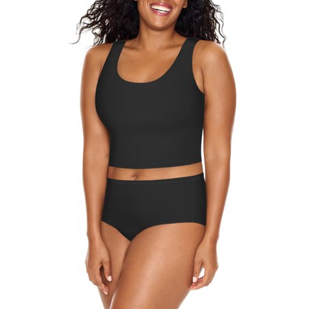 Just My Size Women's Fresh & Dry Briefs Period Underwear, Twin Pack, Leak Protection, Black