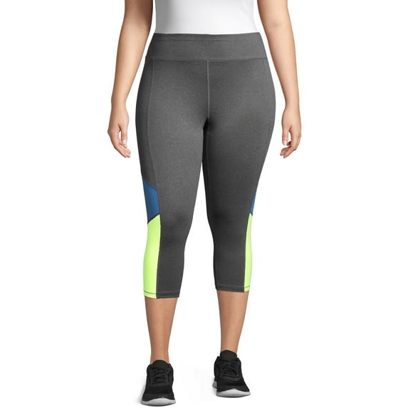 Just My Size Women's Plus Active Colorblocked Performance Capri Leggings