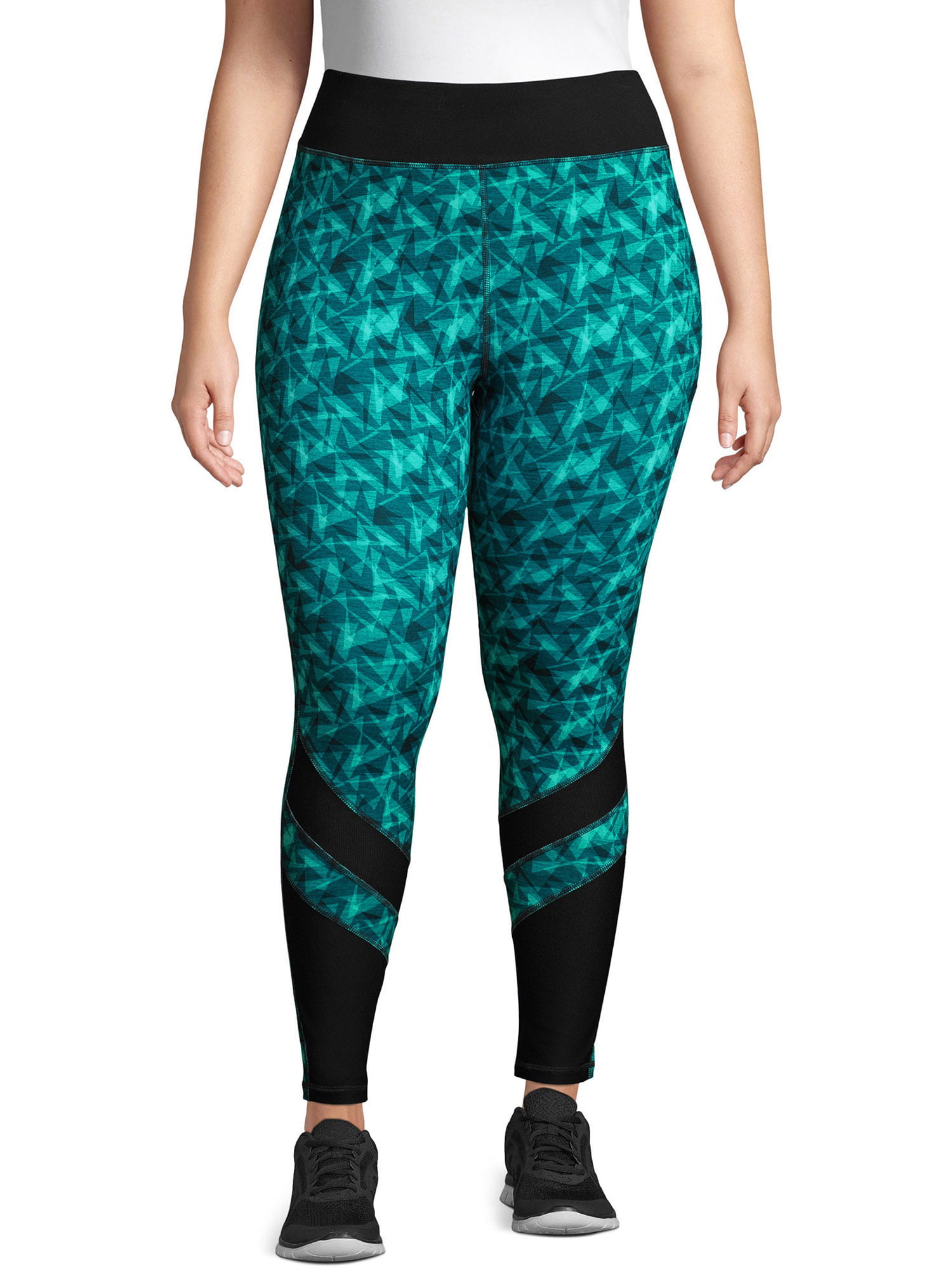 Just My Size Women's Plus Active Pieced Mesh Run Tight 