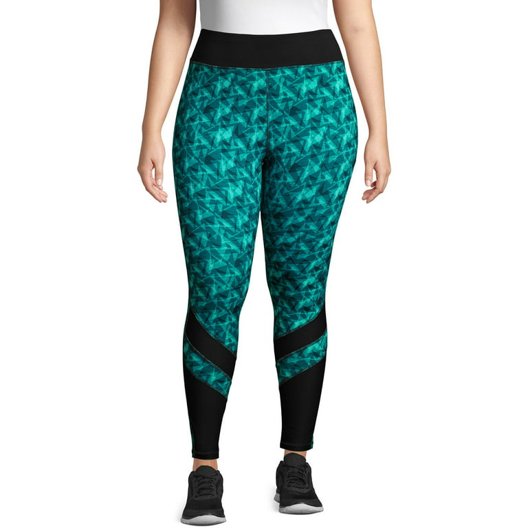 Just My Size Women's Plus Active Pieced Mesh Run Tight 