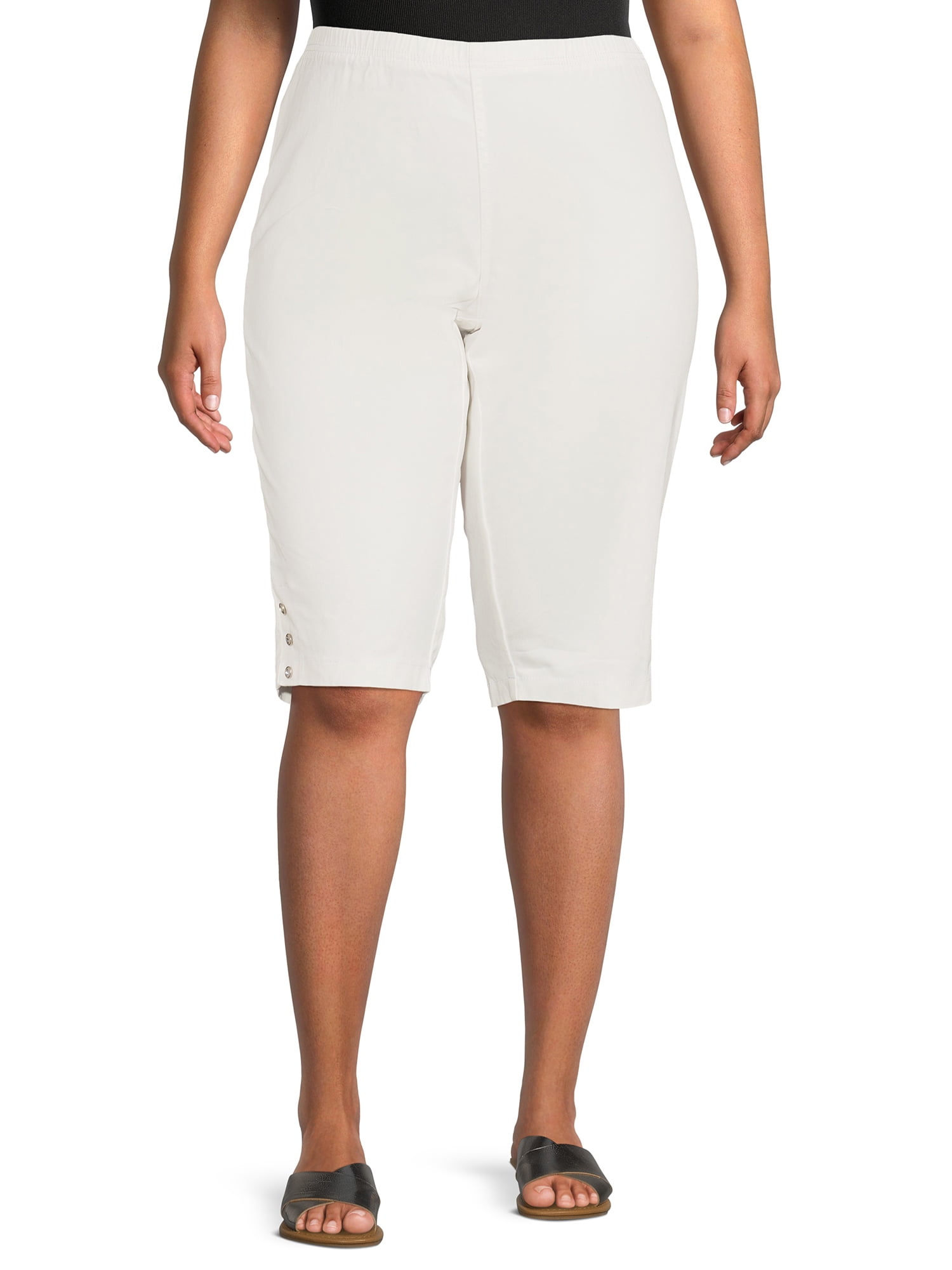 Just My Size Women's Plus Size Pull-On Bling Tab Capri Pants 