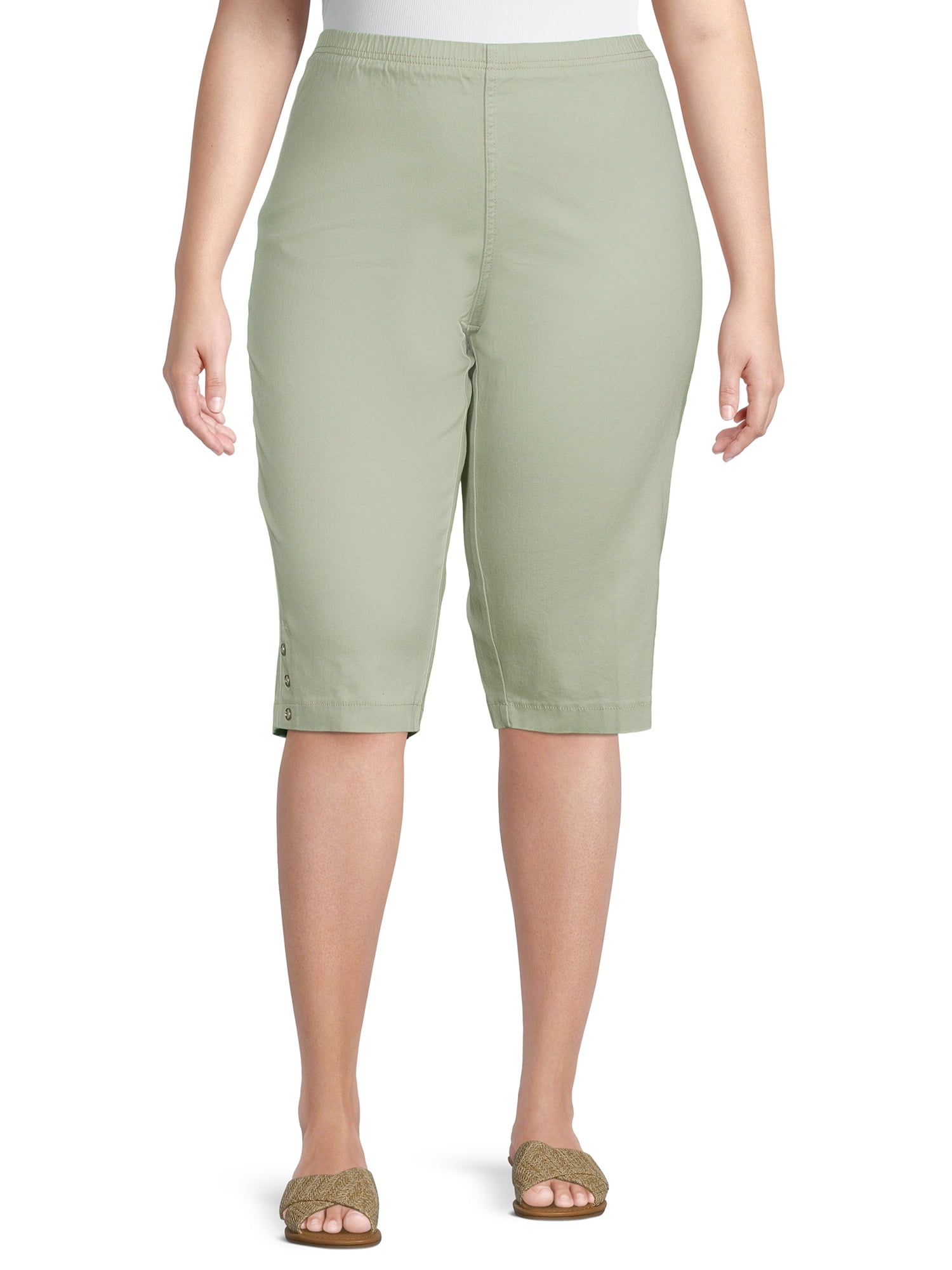 Just My Size Women's Plus Bling Tab Stretch Capri Pants - Walmart